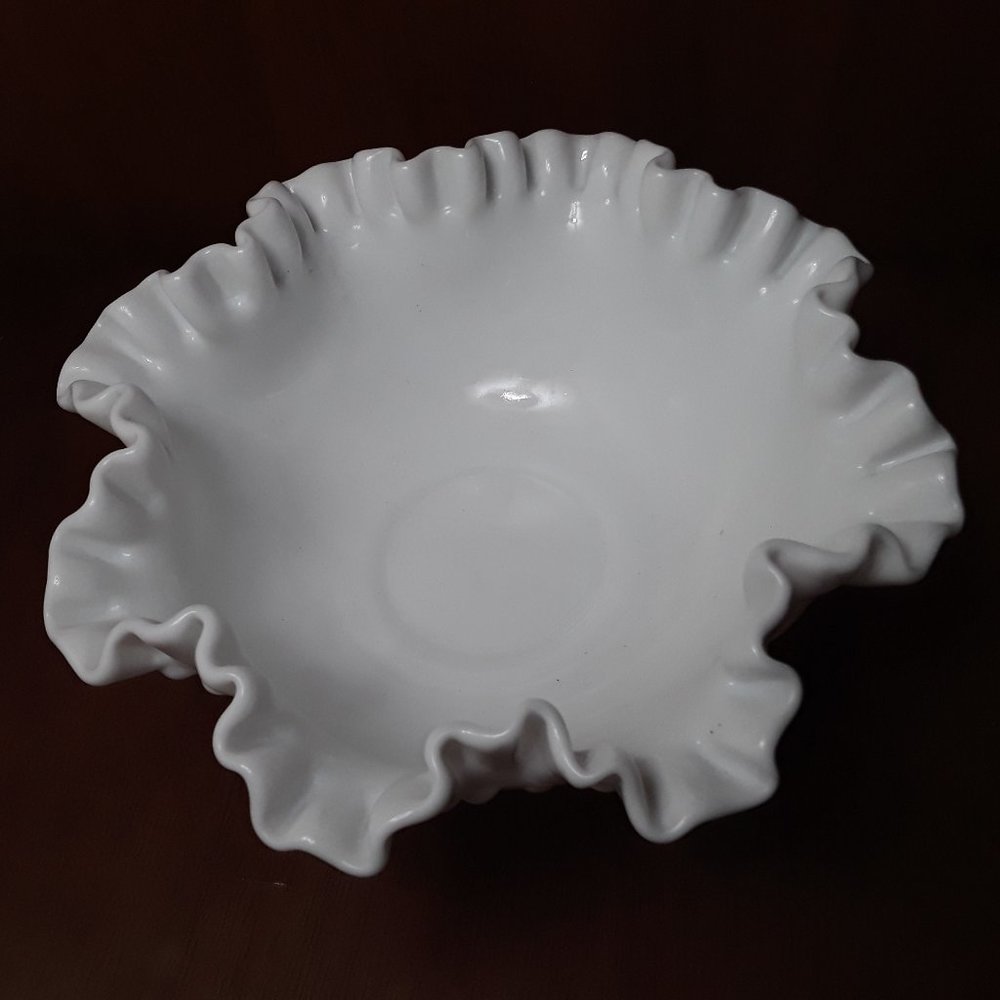 White milk glass candy dish
